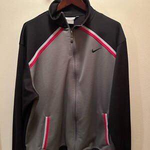 Vintage Early 2000s Nike Track Jacket - Gray/Black with Red Accents - Size L